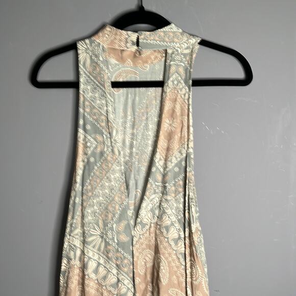 Free People Pink and Gray Paisley High Neck Sleeveless Dress Size Small - Picture 5 of 8